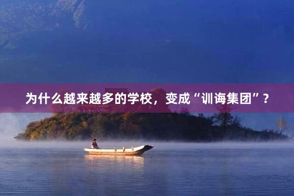 为什么越来越多的学校，变成“训诲集团”？