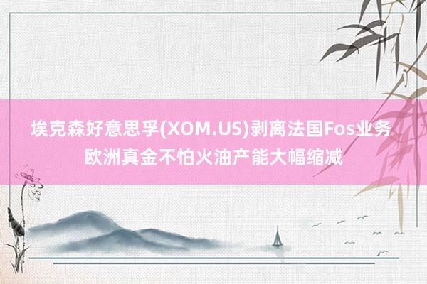 埃克森好意思孚(XOM.US)剥离法国Fos业务 欧洲真金不怕火油产能大幅缩减