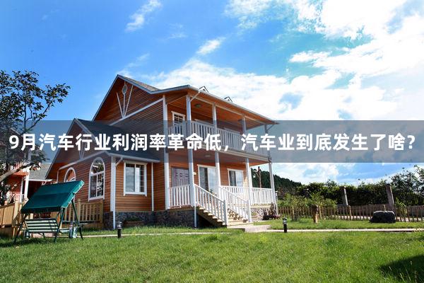 9月汽车行业利润率革命低，汽车业到底发生了啥？
