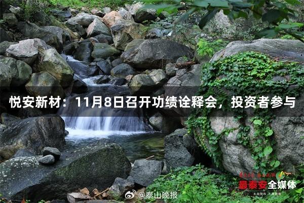 悦安新材：11月8日召开功绩诠释会，投资者参与