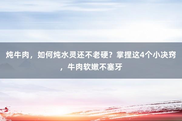 炖牛肉，如何炖水灵还不老硬？掌捏这4个小决窍，牛肉软嫩不塞牙